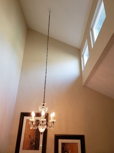how to install a chandelier in a high ceiling