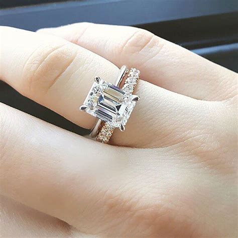Emerald Cut Engagement Ring With Wedding Band - jenniemarieweddings