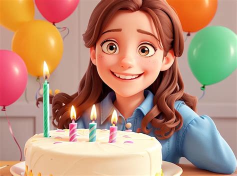 Premium AI Image | Portrait of a smiling birthday girl holding a slice ...