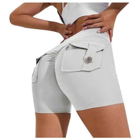 Matoen Women Pocket Yoga Shorts, High Waist Scrunch Butt Booty Workout