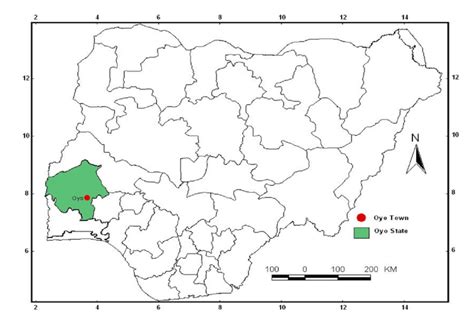 Map of Nigeria showing Oyo State and Oyo town. | Download Scientific Diagram