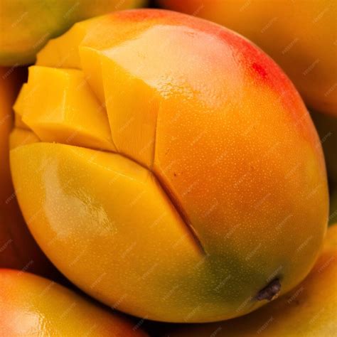 close  photo   ripe mango showcasing  vibrant orange yellow