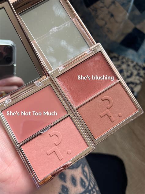 Side by side swatches of Patrick TA’s blushes: She’s Not Too Much and