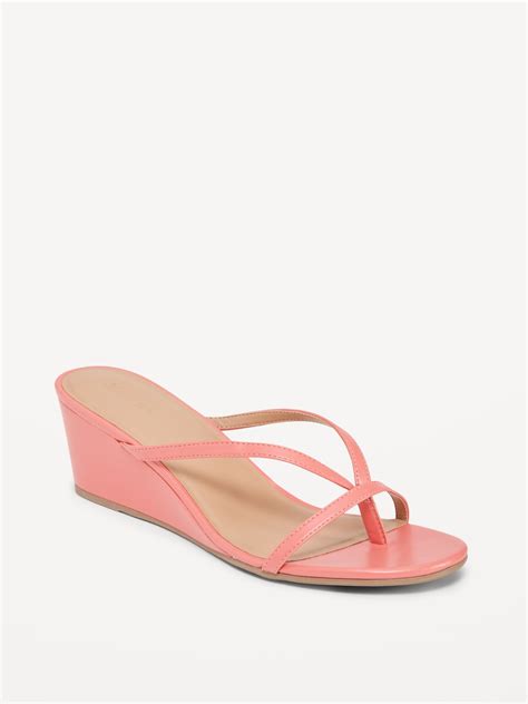 Faux-Leather Wedge Thong Sandals for Women | Old Navy