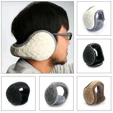 Fashion Foldable Unisex Knitted EarMuffs Winter Warm Plus Velvet ...