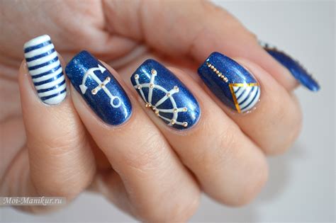 Дизайн ногтей в морской стиле гель-лаком 3 в 1 Patrisa Nail