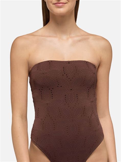 Kayla brown sangallo lace one-piece swimsuit – MC2 Saint Barth