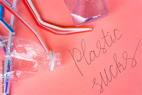 The problem of plastic pollution of nature and land. Stock Photo ...