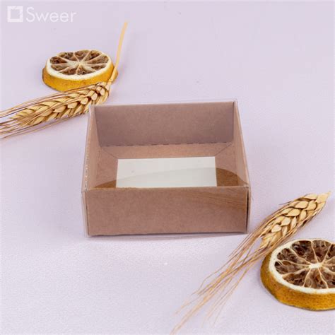 70x70x25 Коробка из картона с прозрачной крышкой (крафт) купить оптом в ...
