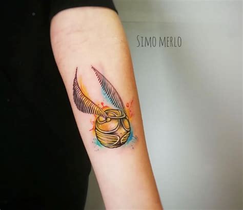 Golden snitch tattoo by Simona Merlo | Photo 29889