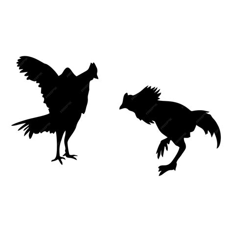 Premium Vector | Silhouette of black cocks fighting