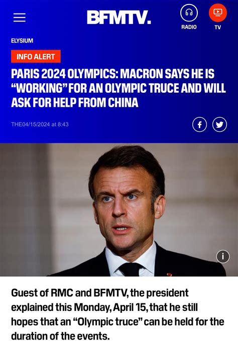 UA POV: According to French publication BFMTV, Macron has declared he