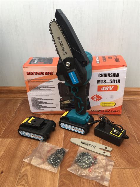 Аккумуляторная мини пила Mustang Star 48v 2 батареи (2 шины + 3 цепи ...