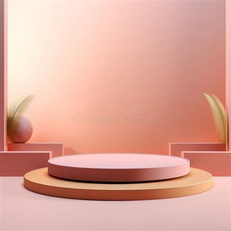 Abstract Minimalistic Pink Scene with Geometric Shapes. 3D