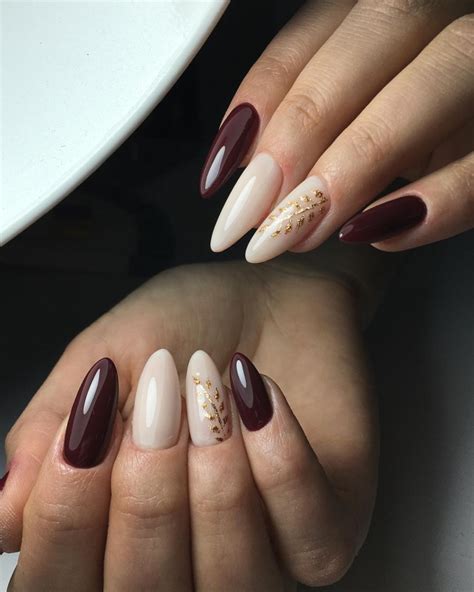 40 + бордовый дизайн для длинных ногтей | Long nails, Fall nail art ...