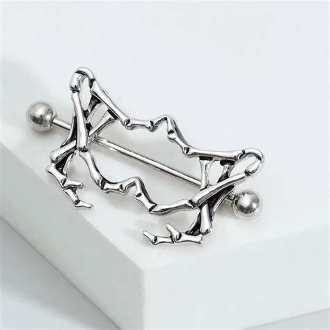Body Candy Nipplerings Piercing, Women Stainless Steel Skeleton Heart