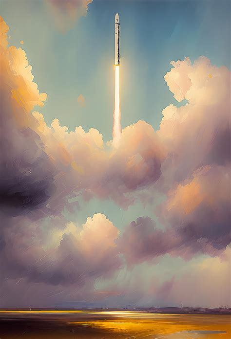 rocket launch  painting   style art fine art america