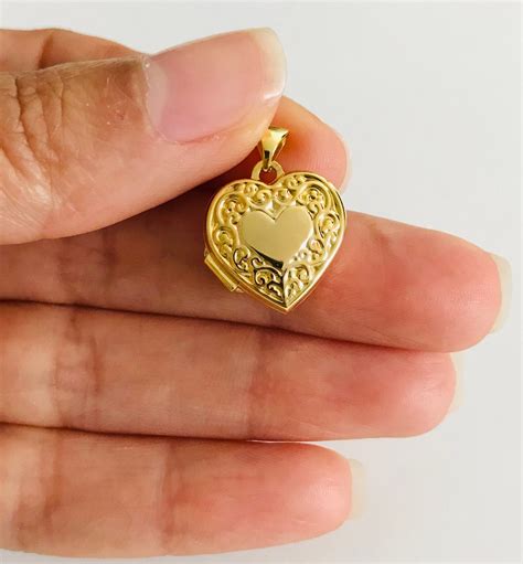 solid gold mm heart locket pendant small  gold heart locket