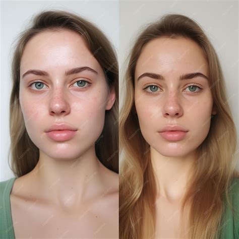 Premium Photo | A woman before and after doing facial skin care