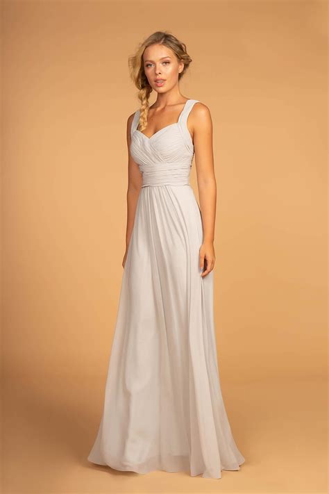 Eggplant Chiffon Ruched-Bodice A-Line Long Formal Dress - Formal