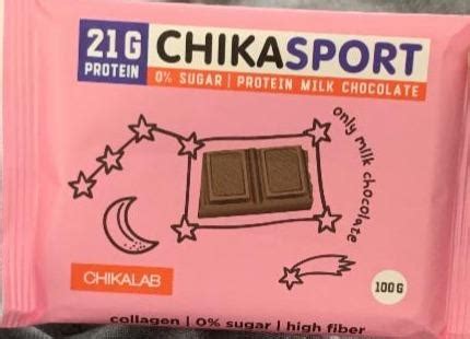 ChikaSport 21g Protein Milk Chocolate 0% sugar ChikaLab - kalorie, kJ a ...