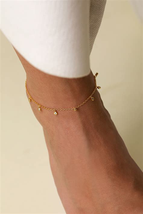 bratara de picior din argint manissi crystal gold placata cu aur galben