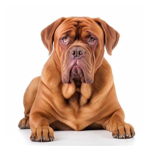 Premium AI Image | Big red dog breed Dogue de Bordeaux isolated on white closeup beautiful pet