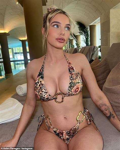 Helen Flanagan displays her taut abs in a leopard print bikini as she