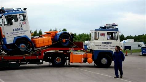 Essex International Scania V8 141 & Low Loader at Gaydon - YouTube