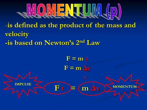 PPT - Momentum = mass x velocity The equation for momentum is written ...