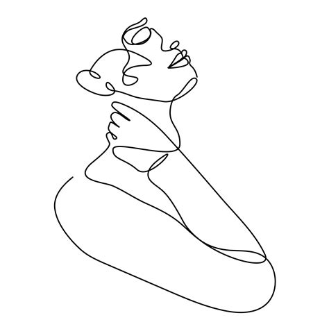 continuous line side view of a beautiful woman nude 3582790 Vector Art