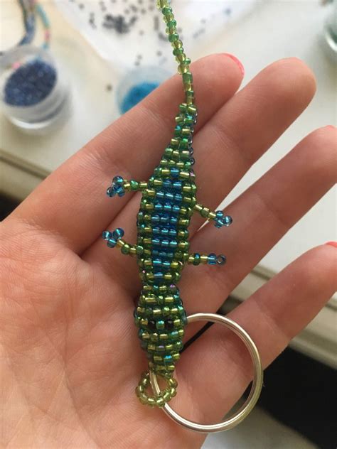 seed bead lizard keychain etsy