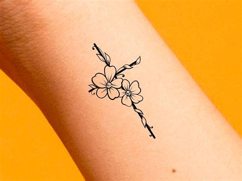 Cross Flower Temporary Tattoo / Small Floral Cross - Etsy