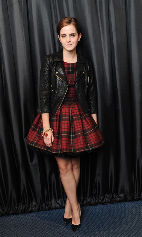 emma watson popsugar style trends formal tartan dress tartan