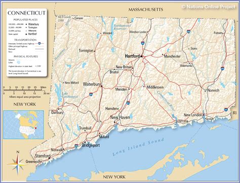Map of the State of Connecticut, USA - Nations Online Project