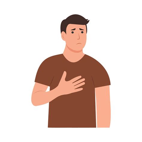 Chest discomfort.A man holds hand to his chest. Pain in the lungs