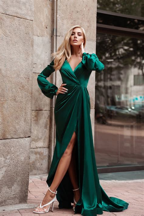 Emerald Green Long Sleeve Dress Women's Green Dresses | Izabel London