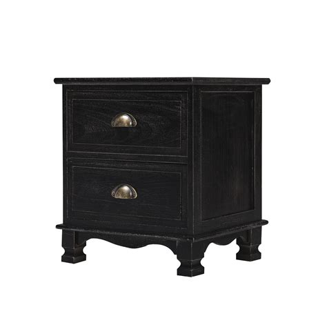 Bedside Table 2 Drawer Vintage Side Table Storage Cabinet Bedroom LYDIA
