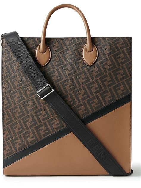 Fendi - Logo-Print Coated-Canvas and Leather Tote Bag Fendi