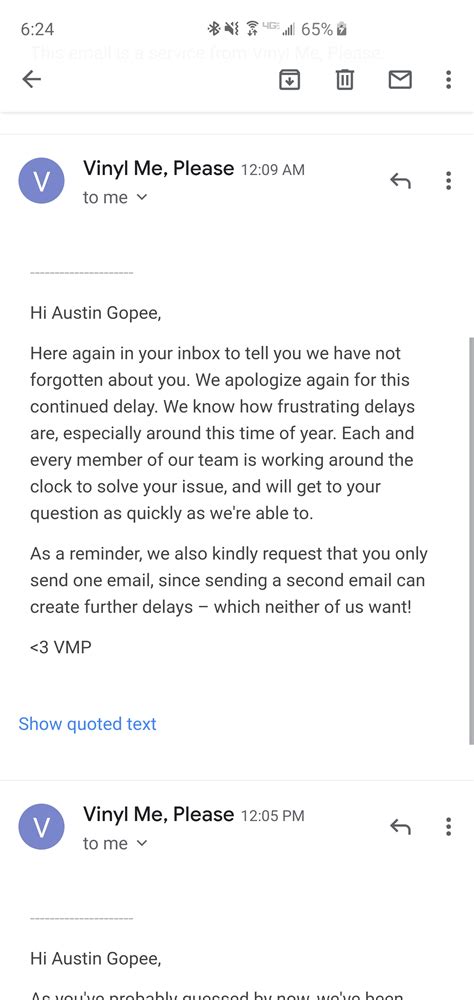 Finally got an email from VMP! (3 seperate emails that look like they