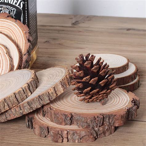 100pcs Unfinished Wood Cutouts Wooden Circles Tree Slices Craft ...