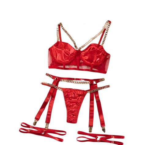 erotic satin embrace lingerie set queer   world  shop
