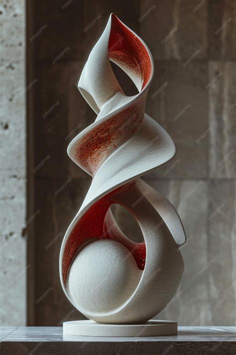 Premium Photo | A 3D sculpture with abstract red and white forms