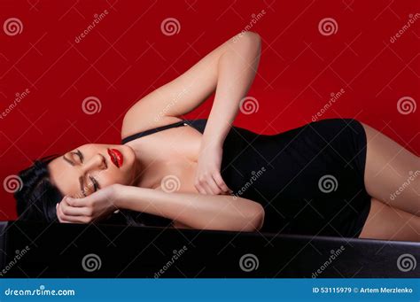 Woman in a dark dress stock image. Image of lady, fashion - 53115979
