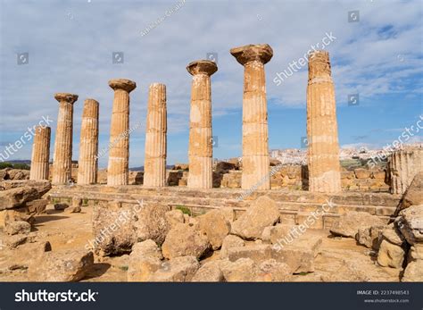 Ancient Greek Stony Columns Temple Hera Stock Photo 2237498543 ...