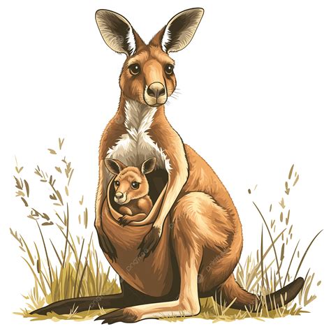 Mother Kangaroo And Joey Clipart Illustration, Kangaroo Joey Clipart