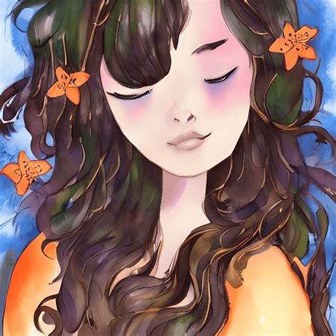 Super Pretty Girl with Orange Blossoms in Hair · Creative Fabrica