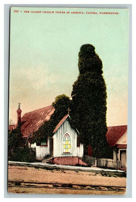 Vintage 1910's Postcard St. Peter's Oldest Church Tower Tacoma ...