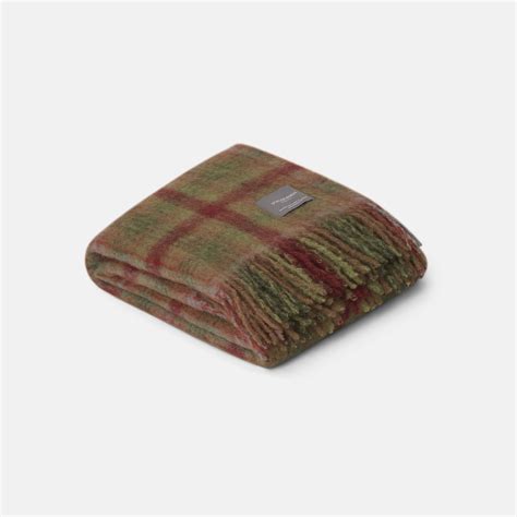 Mohair Blanket Moss & Fired Earth Check | Stackelbergs