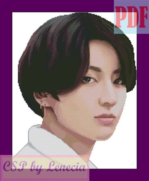 Схема «Арт-портрет Чонгука из BTS » (“JK art portrait”) Размер aida14 ...